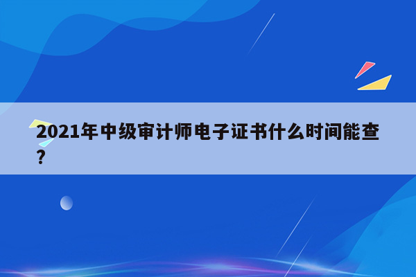 2021年中级审计师电子证书什么时间能查?