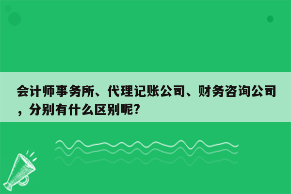 会计师事务所、代理记账公司、财务咨询公司，分别有什么区别呢?