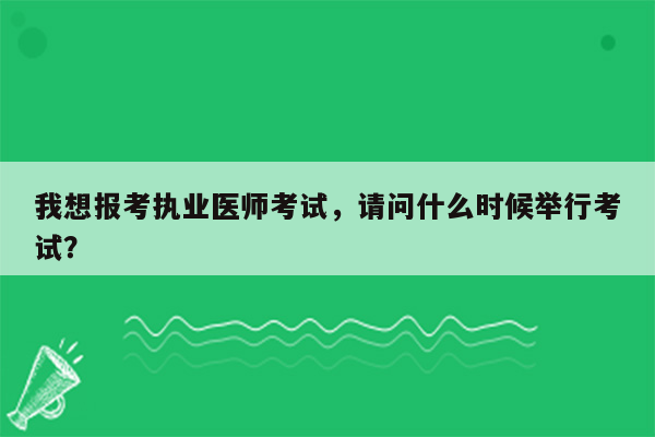 我想报考执业医师考试，请问什么时候举行考试？