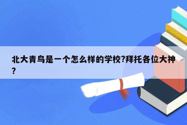 北大青鸟是一个怎么样的学校?拜托各位大神?