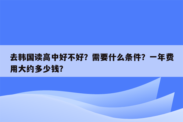 去韩国读高中好不好？需要什么条件？一年费用大约多少钱？