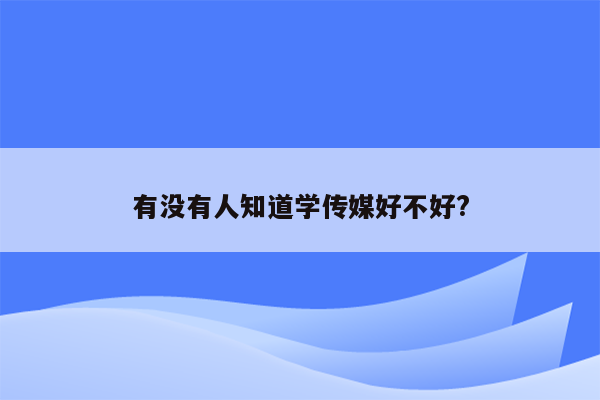 有没有人知道学传媒好不好?