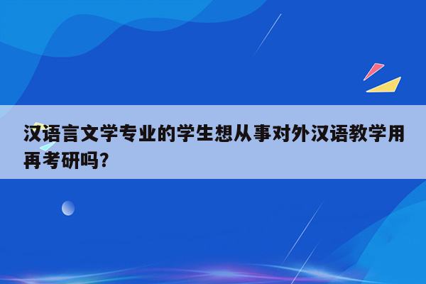 汉语言文学专业的学生想从事对外汉语教学用再考研吗？