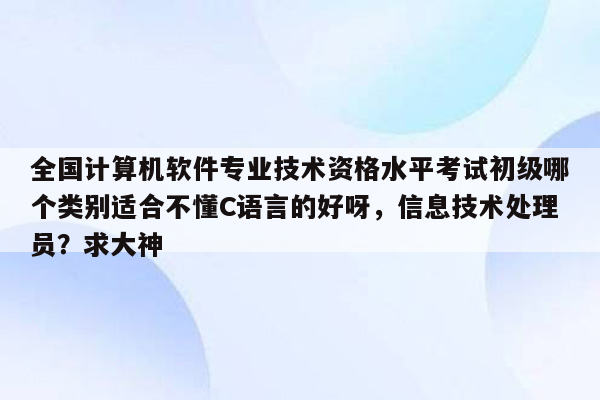 全国计算机软件专业技术资格水平考试初级哪个类别适合不懂C语言的好呀，信息技术处理员？求大神