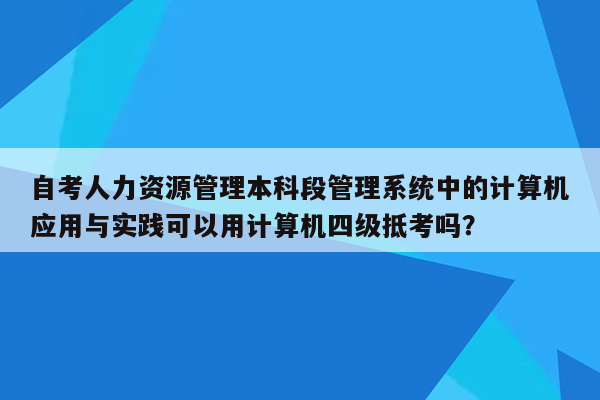 自考人力资源管理本科段管理系统中的计算机应用与实践可以用计算机四级抵考吗？