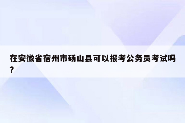 在安徽省宿州市砀山县可以报考公务员考试吗?