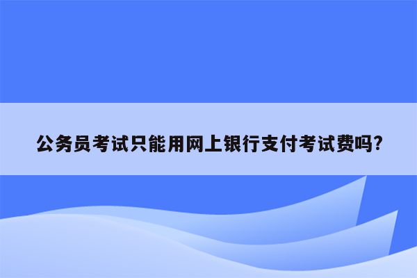 公务员考试只能用网上银行支付考试费吗?