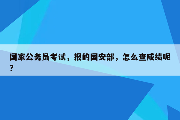 国家公务员考试，报的国安部，怎么查成绩呢?