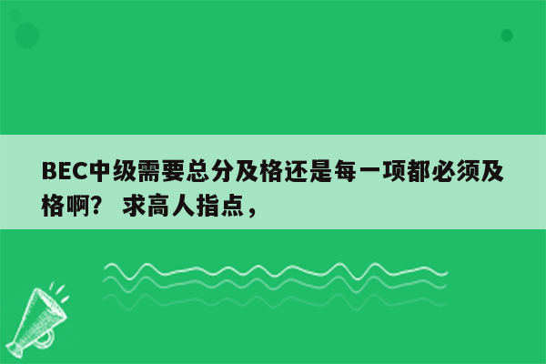 BEC中级需要总分及格还是每一项都必须及格啊？ 求高人指点，