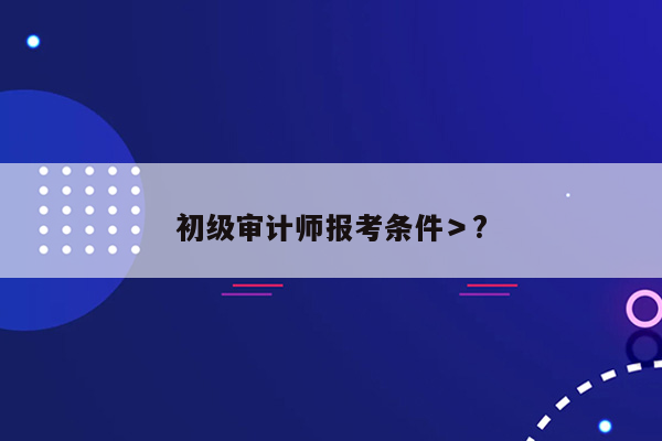 初级审计师报考条件＞?