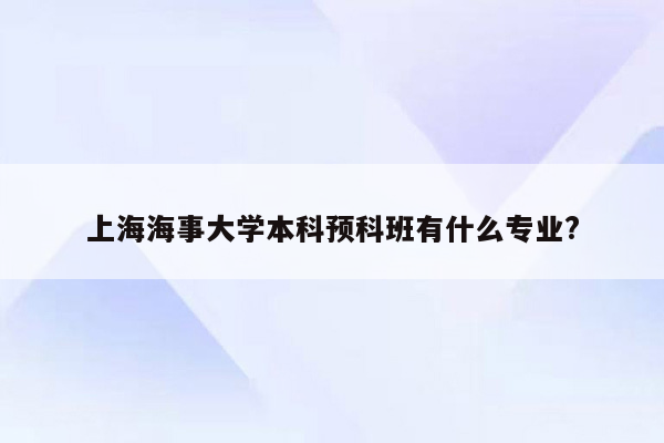 上海海事大学本科预科班有什么专业?