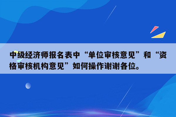 中级经济师报名表中“单位审核意见”和“资格审核机构意见”如何操作谢谢各位。