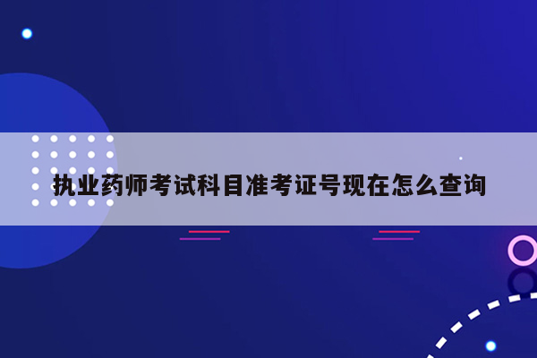 执业药师考试科目准考证号现在怎么查询