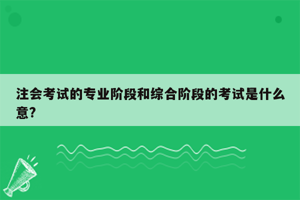 注会考试的专业阶段和综合阶段的考试是什么意?