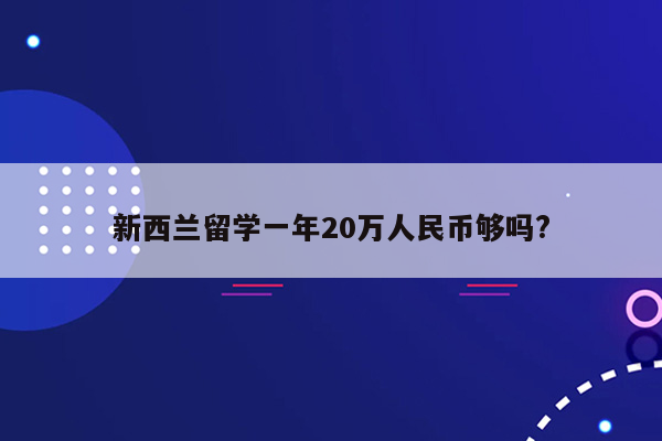 新西兰留学一年20万人民币够吗?