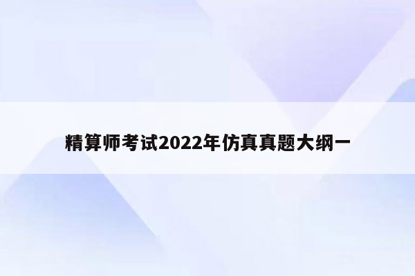 精算师考试2022年仿真真题大纲一