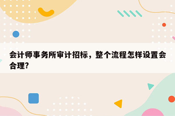 会计师事务所审计招标，整个流程怎样设置会合理?