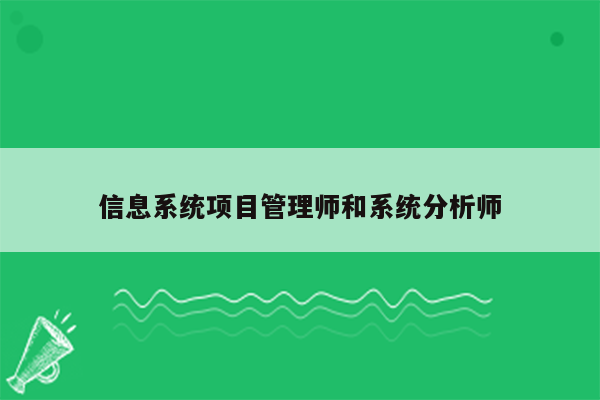 信息系统项目管理师和系统分析师