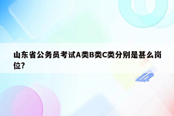 山东省公务员考试A类B类C类分别是甚么岗位?