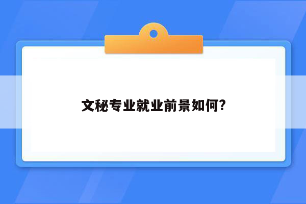 文秘专业就业前景如何?