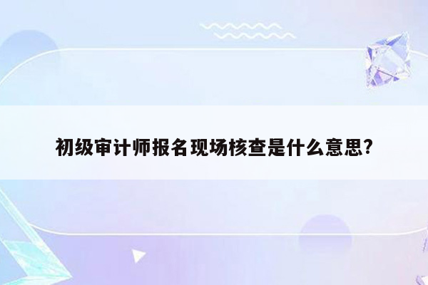 初级审计师报名现场核查是什么意思?