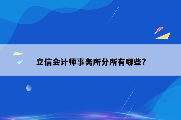 立信会计师事务所分所有哪些?