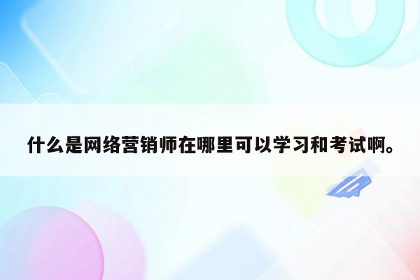 什么是网络营销师在哪里可以学习和考试啊。