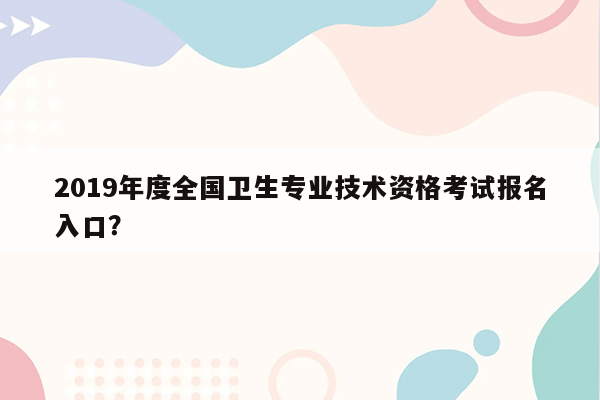 2019年度全国卫生专业技术资格考试报名入口？