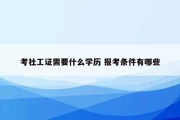 考社工证需要什么学历 报考条件有哪些