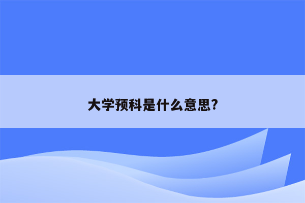 大学预科是什么意思?