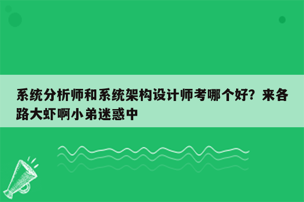 系统分析师和系统架构设计师考哪个好？来各路大虾啊小弟迷惑中