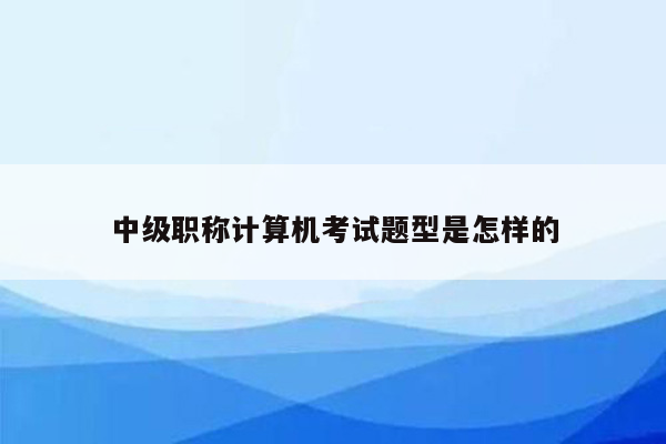 中级职称计算机考试题型是怎样的