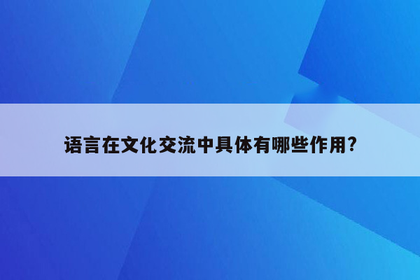 语言在文化交流中具体有哪些作用?