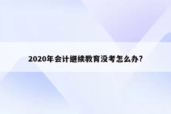 2020年会计继续教育没考怎么办?