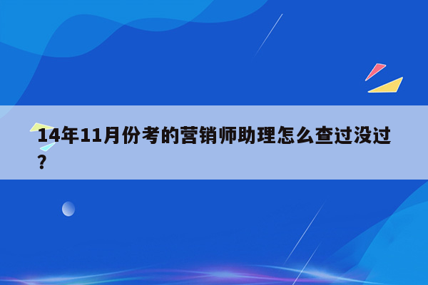 14年11月份考的营销师助理怎么查过没过？