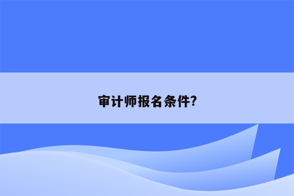 审计师报名条件?