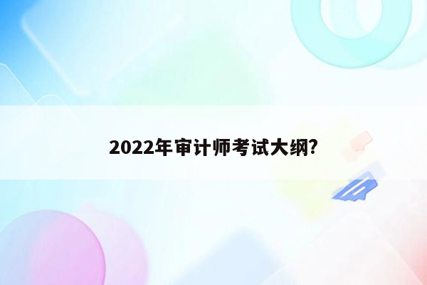 2022年审计师考试大纲?