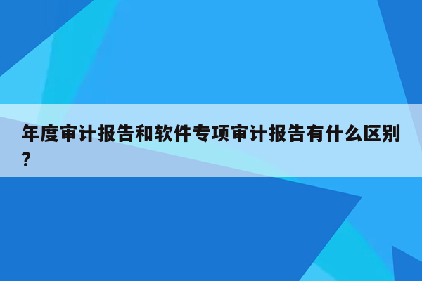 年度审计报告和软件专项审计报告有什么区别?