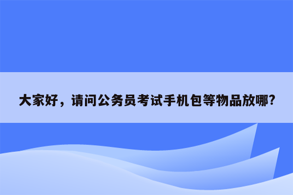 大家好，请问公务员考试手机包等物品放哪?