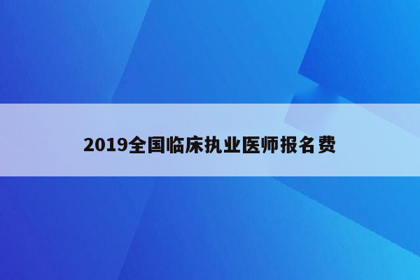 2019全国临床执业医师报名费