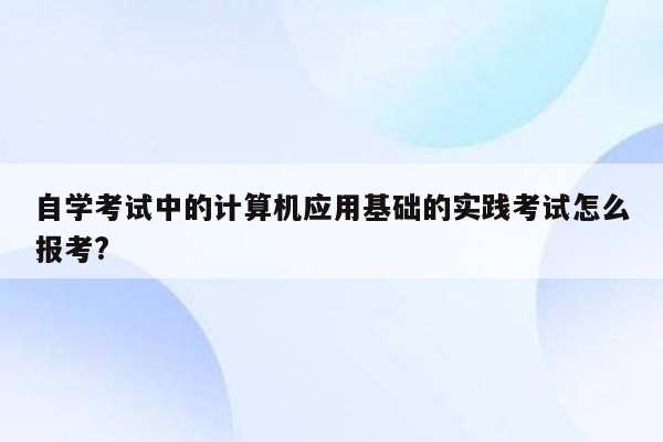 自学考试中的计算机应用基础的实践考试怎么报考?