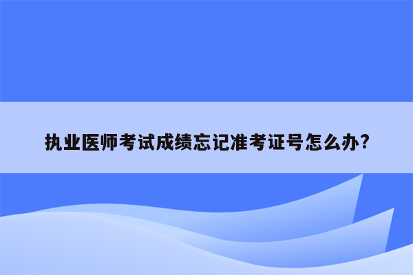 执业医师考试成绩忘记准考证号怎么办?