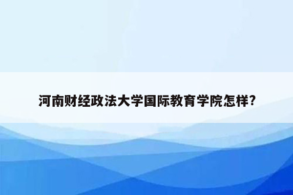 河南财经政法大学国际教育学院怎样?