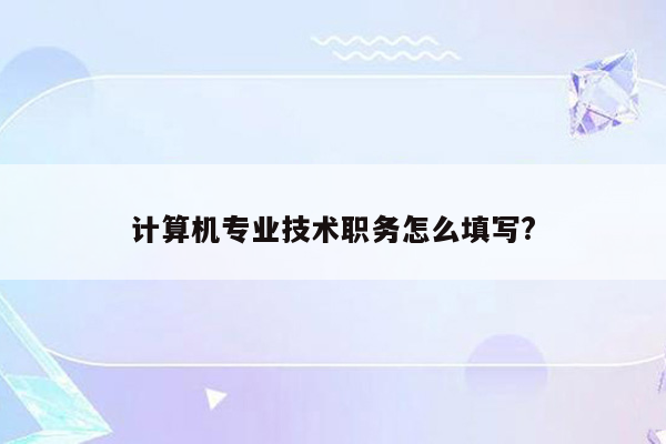 计算机专业技术职务怎么填写?