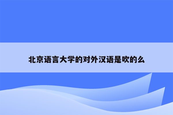 北京语言大学的对外汉语是吹的么