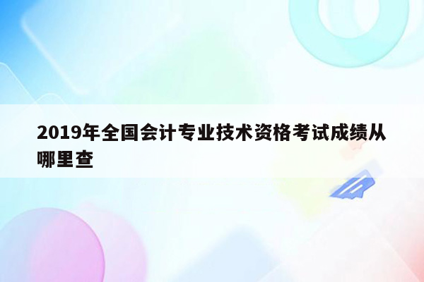 2019年全国会计专业技术资格考试成绩从哪里查