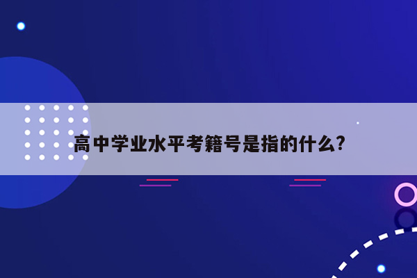 高中学业水平考籍号是指的什么?