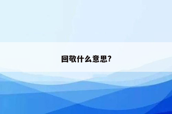 回敬什么意思?