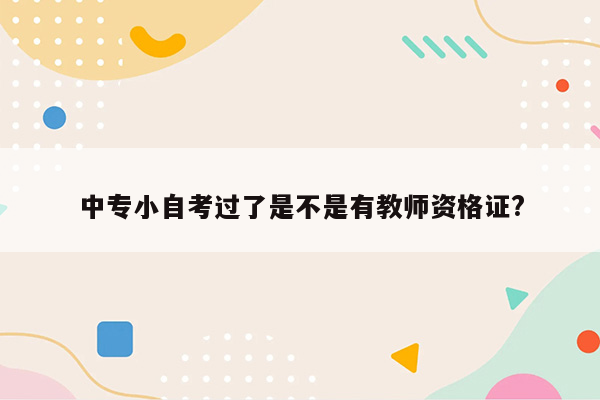 中专小自考过了是不是有教师资格证?