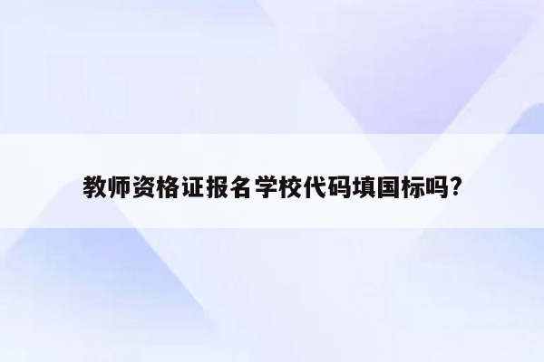 教师资格证报名学校代码填国标吗?